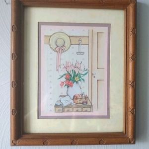Homco 1986 Vintage picture w/heart embossed frame